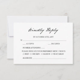 Pen Script Minimalistische Kalligrafie White Weddi RSVP Karte