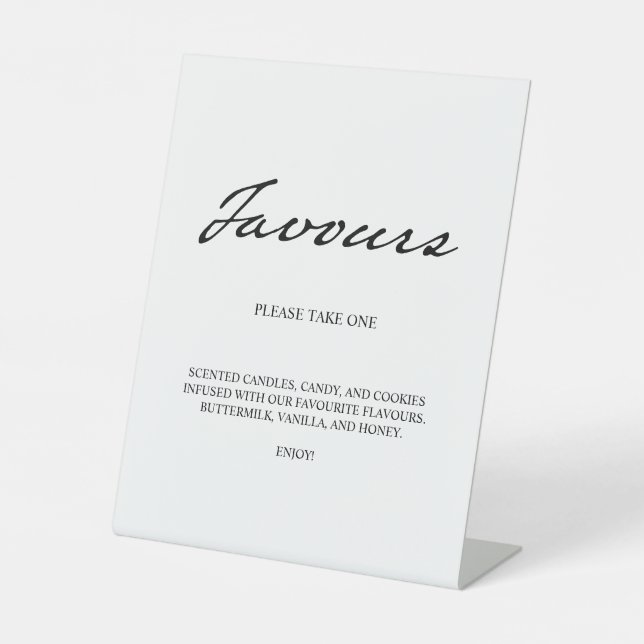 Pen Script Moderne Minimalistische Favoriten Weiße Sockelschild (Vorderseite)