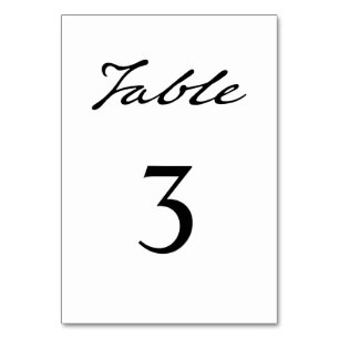 Pen Script Moderne Minimalistische White Wedding Tischnummer