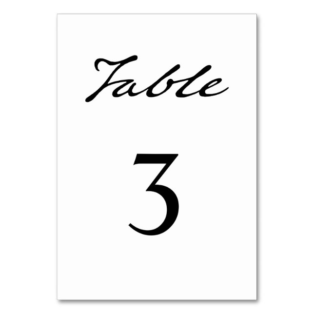 Pen Script Moderne Minimalistische White Wedding Tischnummer (Vorderseite)