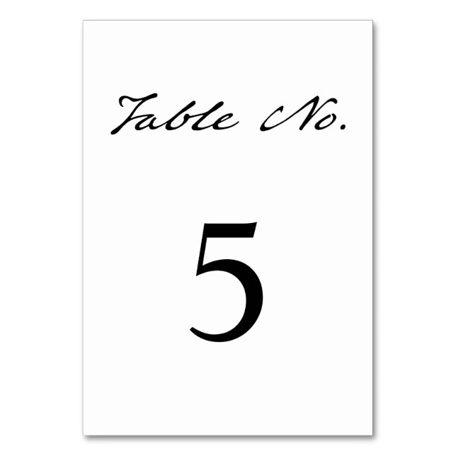 Pen Script Moderne Minimalistische White Wedding Tischnummer (Vorderseite)