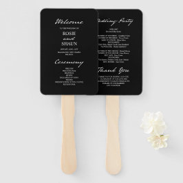 Pen Script Modernes Minimalistisches Black Wedding Fächer
