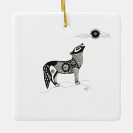 Pen- und Ink Howling Wolf-Ornament Keramikornament