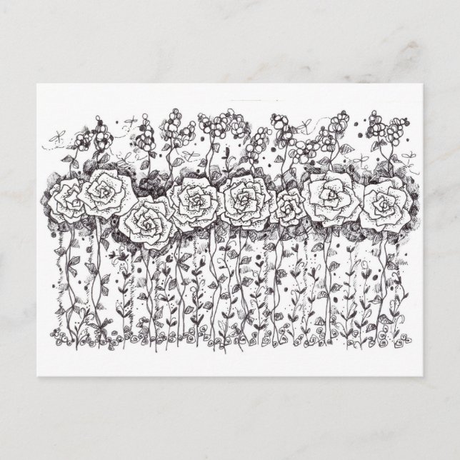 Pen und Tinte für Schwarz und Weiß, Gezeichnet Postkarte (Vorderseite)