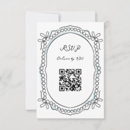 Pen und Tinte Ribbons und Perlen QR-Code RSVP Karte