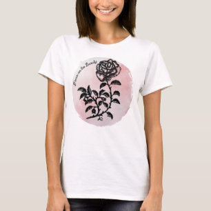 Pen und Tinte Rose auf Pink - Fokussieren auf die T-Shirt
