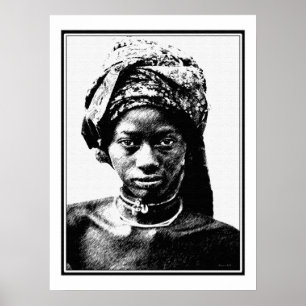 Pen und Tinte Zeichn einer jungen afrikanischen Fr Poster