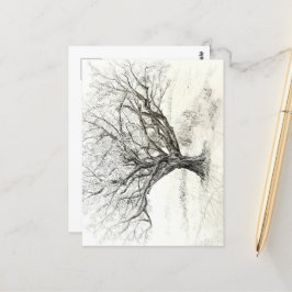 Pen und Tintenbaum zeichnend Postkarte