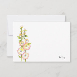 Pen und Watercolor Hollyhocks Mitteilungskarte