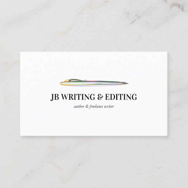 Pen Writer Blogger Green Yellow Ballpoint Visitenkarte (Vorderseite)
