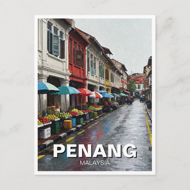 Penang Malaysia Georgetown Travel Postkarte (Vorderseite)