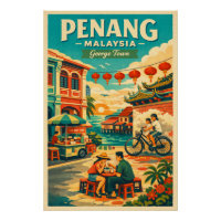 Penang, Malaysia, in einer lebendigen Retro-Reisei