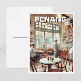 Penang Malaysia Shophouse Kopitiam Travel Postkarte