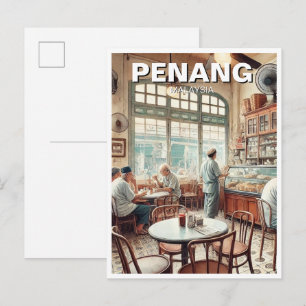Penang Malaysia Shophouse Kopitiam Travel Postkarte