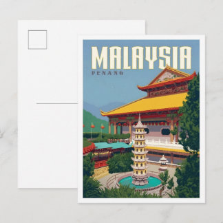 Penang Malaysia Vintage Kunst Reise Postkarte