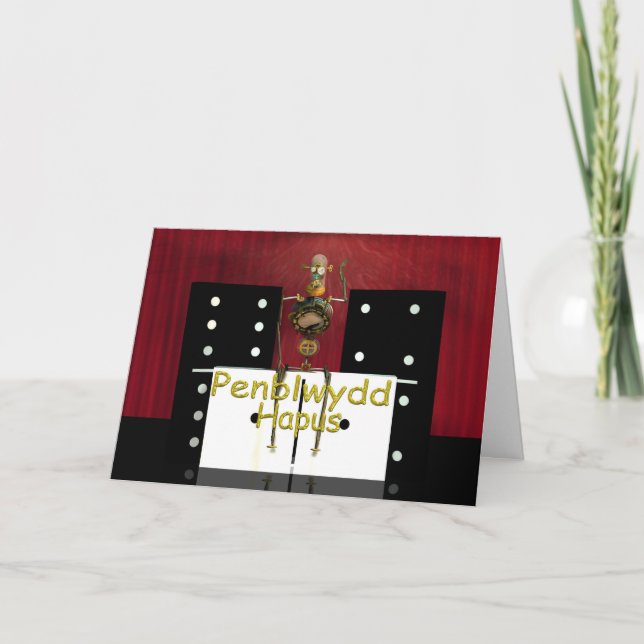 Penblwydd Hapus, carte de bilingue de joyeux (Devant)