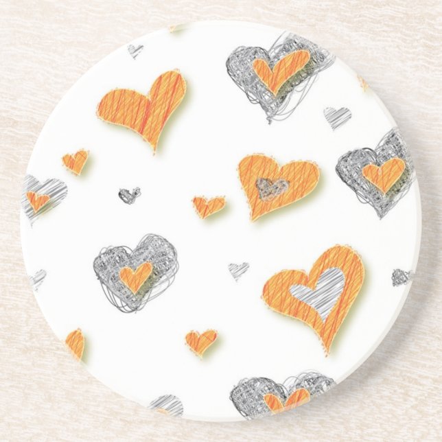 Pencil Art Hearts Sandstone Untersetzer (Vorne)