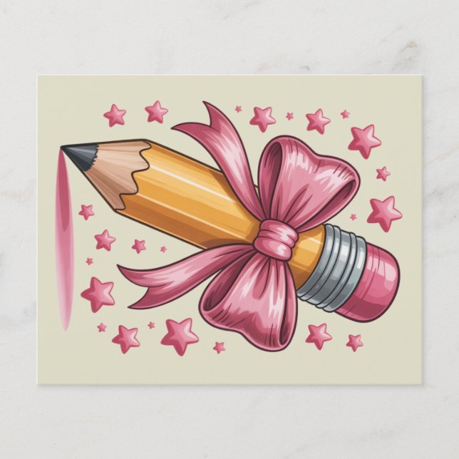 Pencil Coquette Bow Lehrer Wertschätzungsschule Flyer (Vorne)