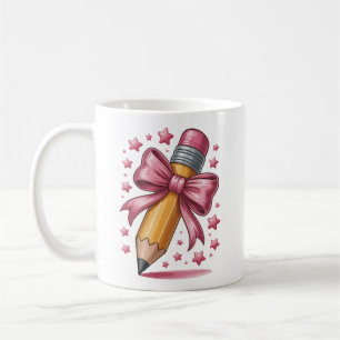 Pencil Coquette Bow Lehrer Wertschätzungsschule Kaffeetasse