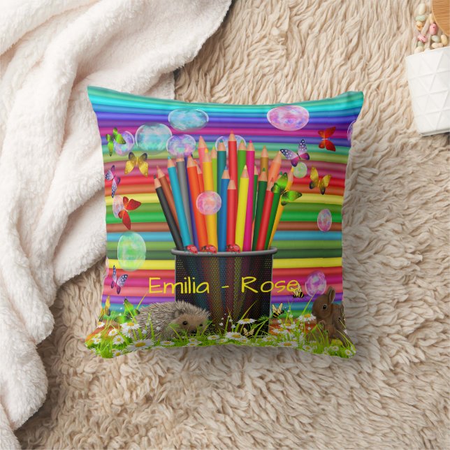 Pencil Crayons Holder Bubbles Butterflies Daisies Kissen (Decke)
