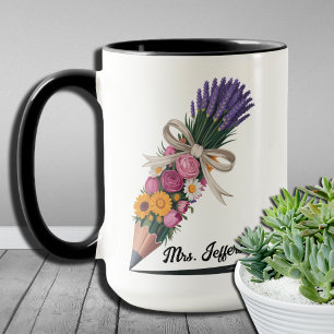 Pencil Floral Croquette Lehrer Wertschätzung Tasse