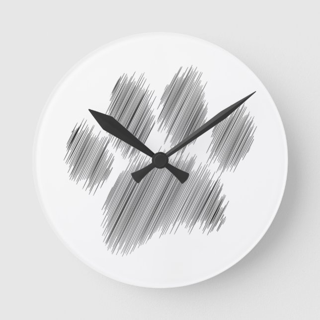 Pencil geätzte Hündin Paw Digital Art Runde Wanduhr (Vorderseite)
