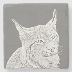 Pencil Gezeichnet Lynx Marble Stone Untersetzer