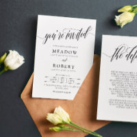 Pencil Gray Typography Informal 2 in 1 Wedding