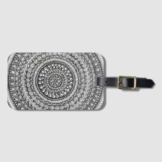 Pencil Original Art Mandala Design  Gepäckanhänger (Vorderseite (Horizontal))