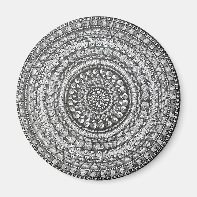 Pencil Original Art Mandala Design  Magnet (Vorne)