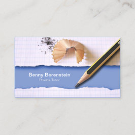 Pencil Shaping Private Tutor Blue Business Card Visitenkarte