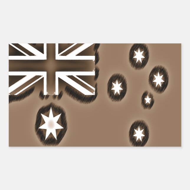 Pencil Sketch Effect Sepia australische Flagge Rechteckiger Aufkleber (Vorderseite)