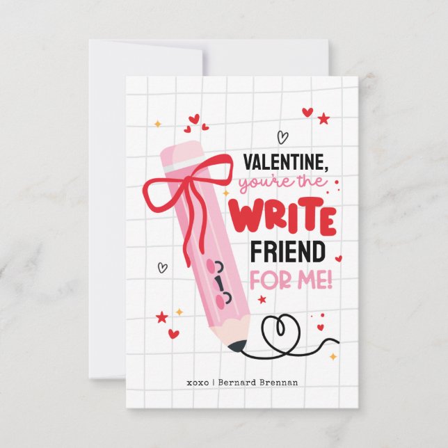 Pencil Valentine Sie sind die WRITE Friend Card Einladung (Vorderseite)