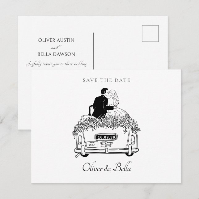 Pendelfahrt auf einer Hochzeit Postkarte (Vorne/Hinten)