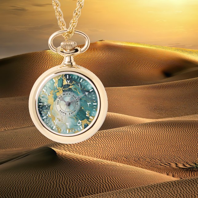 Pendentif turquoise en marbre d'or - Collier Watch (Créateur téléchargé)
