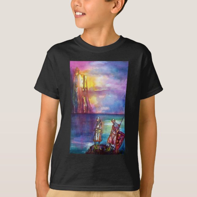 PENDRAGON Mittelalterliche Ritter, Sunset-See, Fan T-Shirt (Vorderseite)