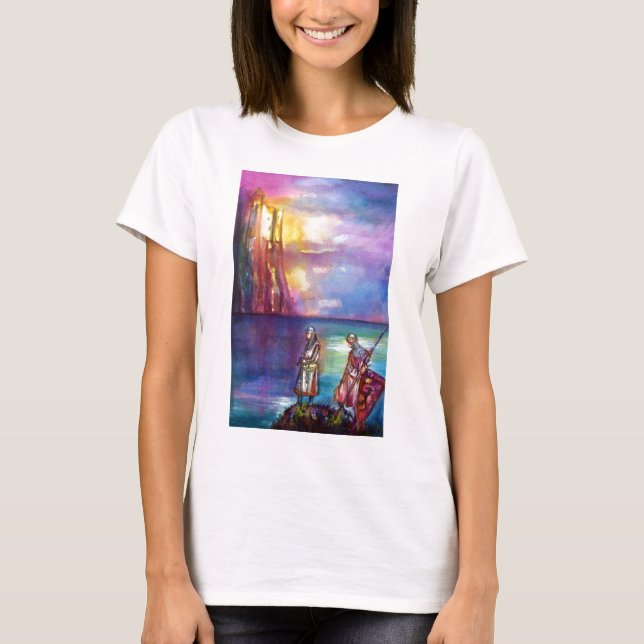 PENDRAGON Mittelalterliche Ritter, Sunset-See, Fan T-Shirt (Vorderseite)