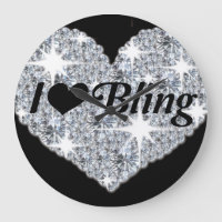 pendule brillant coeur de diamant 'i lover bling'