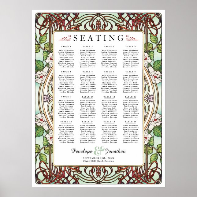 PENELOPE 01 A - Hochzeitssitzkarte - Mittel Poster (Vorne)