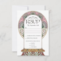 PENELOPE 01 A - RSVP-Karte 1 - Farbige Art Nouveau
