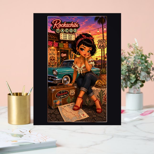Penelope Chibi Rockabilly Acrylschild (Hochzeit)
