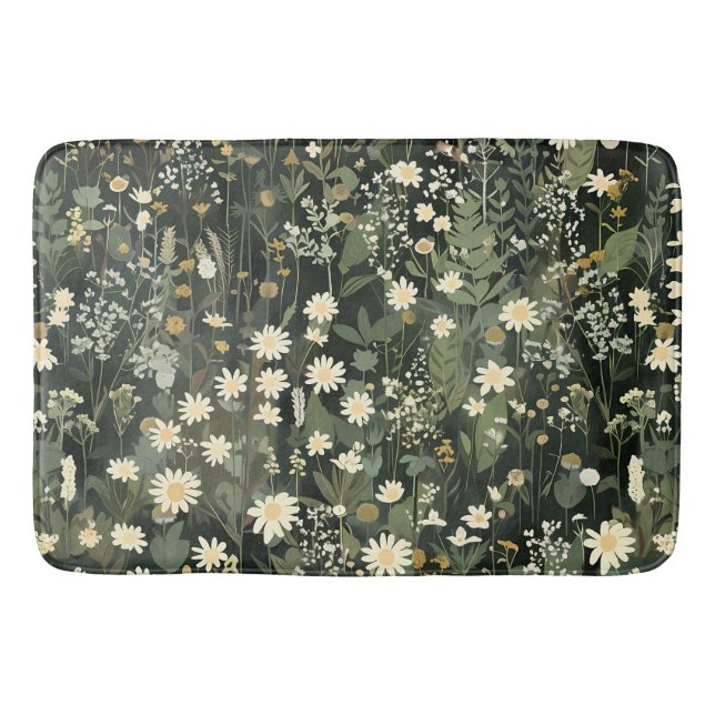 Penelope Dark Daisy Floral Badematte (Vorderseite)