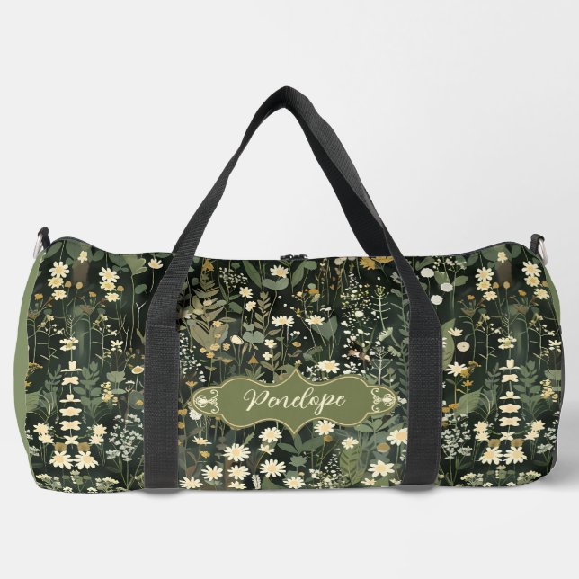 Penelope Dark Daisy Floral Duffle Bag (Vorderseite)