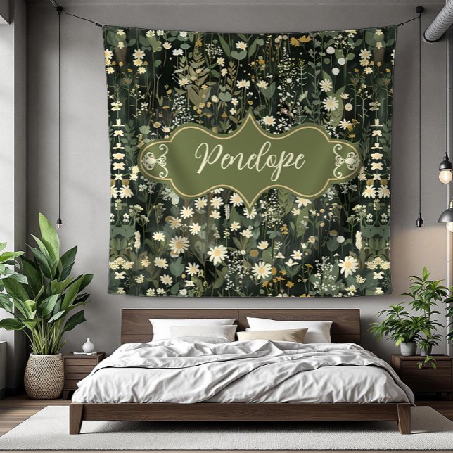 Penelope Dark Daisy Floral Fleecedecke (detail)