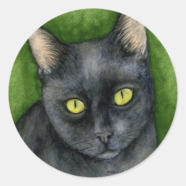 Penelope - Der glückliche schwarze Katzenaufkleber Runder Aufkleber (Vorderseite)