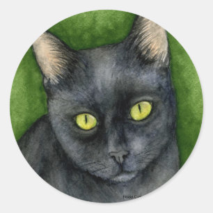 Penelope - Der glückliche schwarze Katzenaufkleber Runder Aufkleber