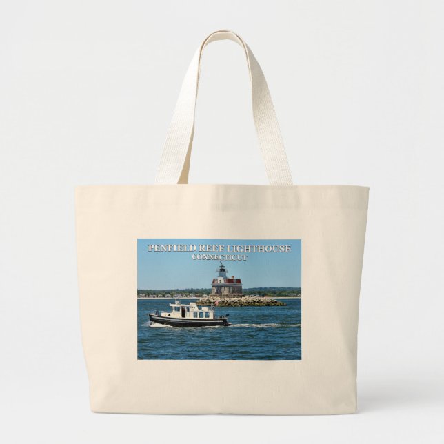 Penfield Reef Lighthouse, Connecticut Tote Bag Jumbo Stoffbeutel (Vorne)