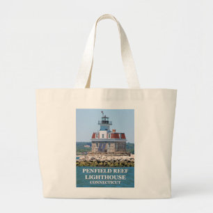 Penfield Reef Lighthouse, Connecticut Tote Bag Jumbo Stoffbeutel