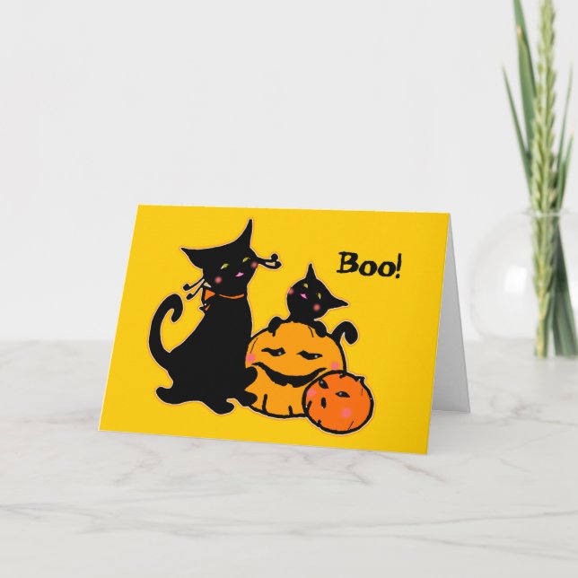 PengiHoliday Grußkarte schwarzer Katzen Karte (Vorderseite)
