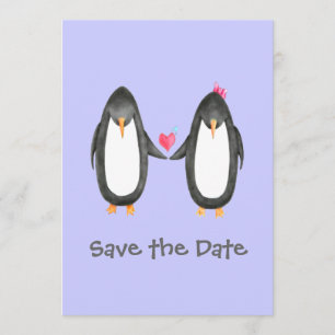 Pengin Luv Hochzeit laden ein Save The Date